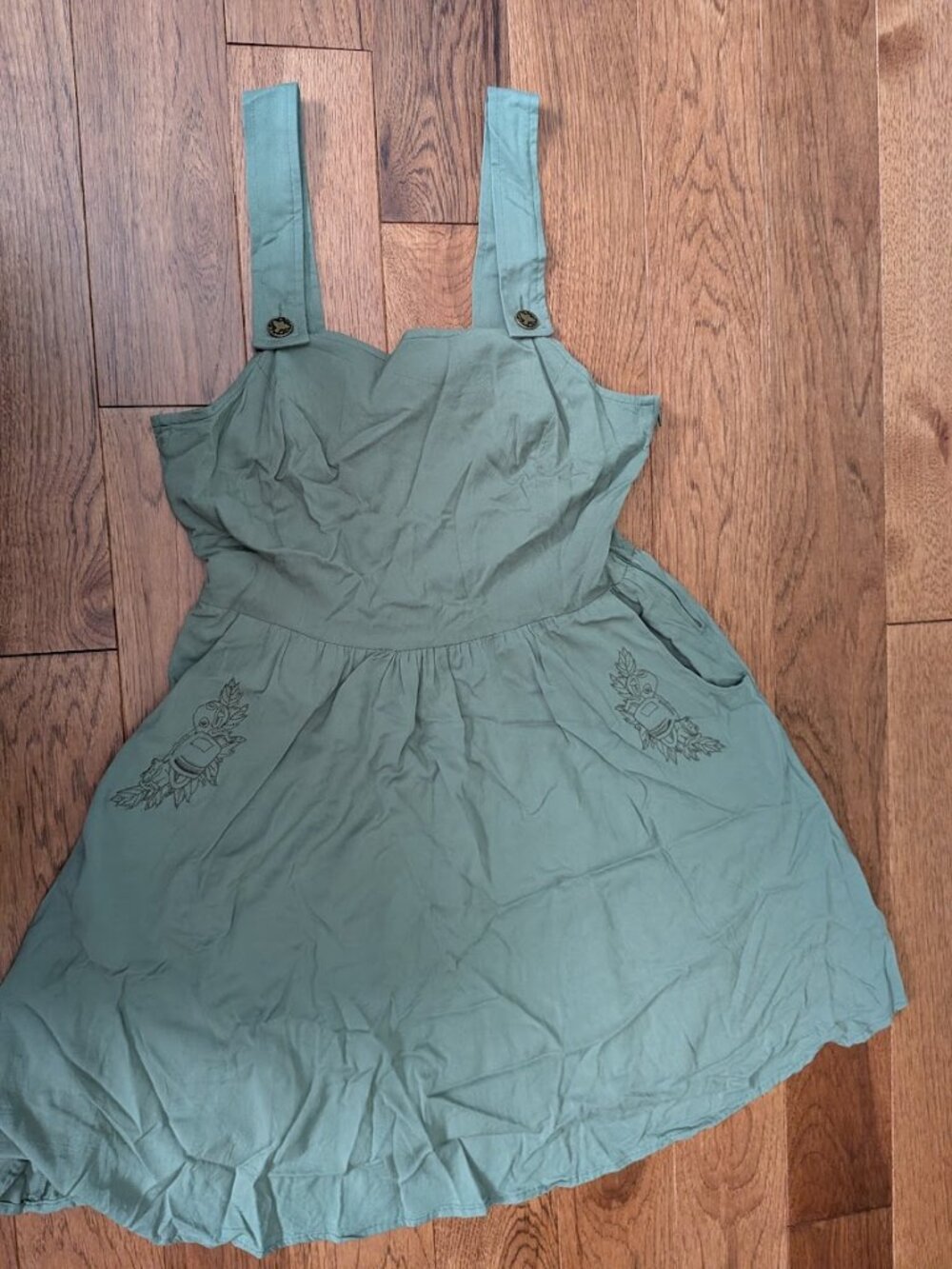 Sage Green Over the Garden Wall Embroidered Lace-Up Dress